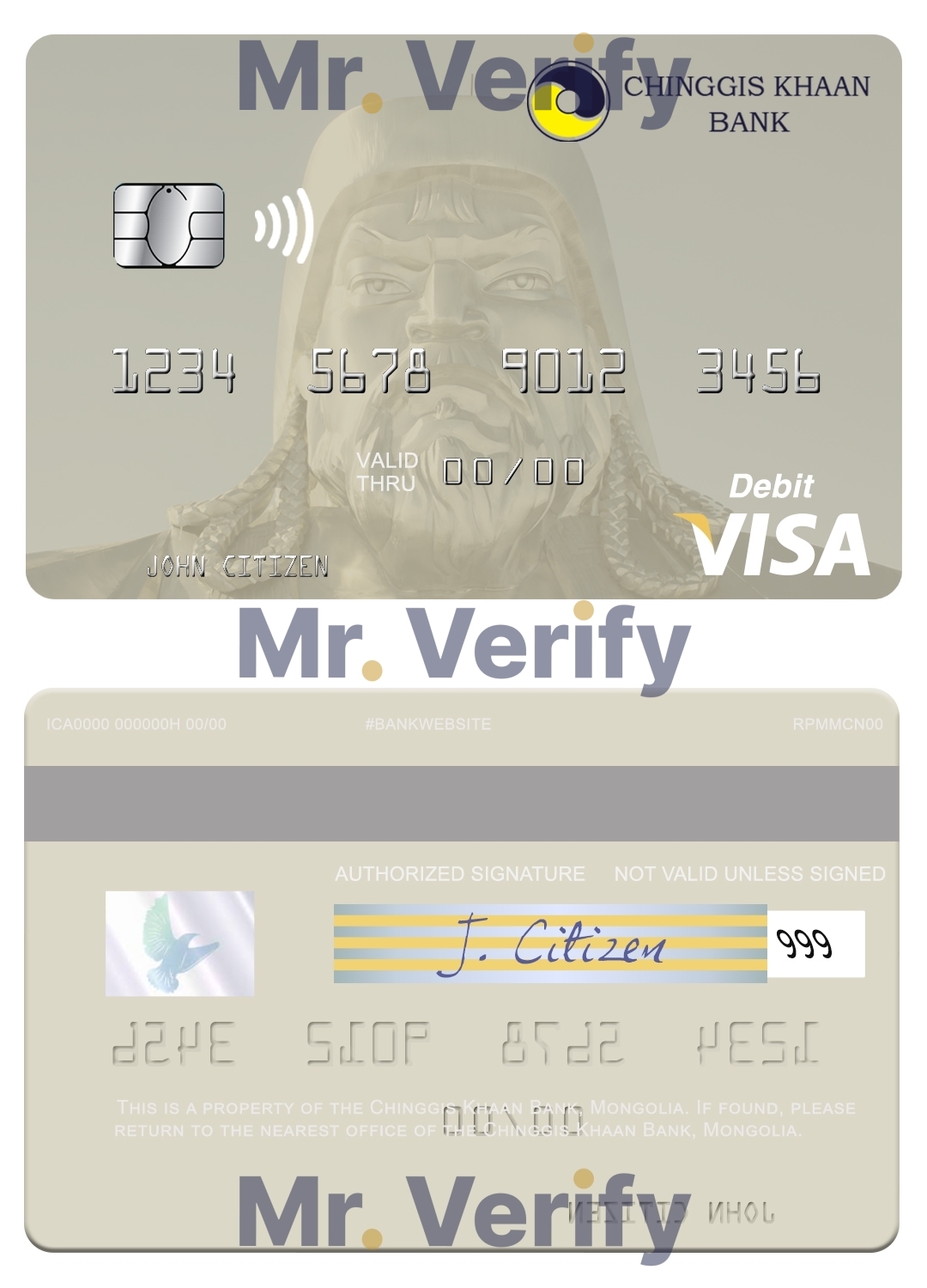 Fillable Mongolia Chinggis Khaan bank visa debit card Templates | Layer-Based PSD