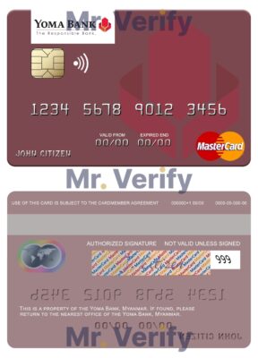 Fillable Myanmar Yoma Bank Limited mastercard Templates | Layer-Based PSD