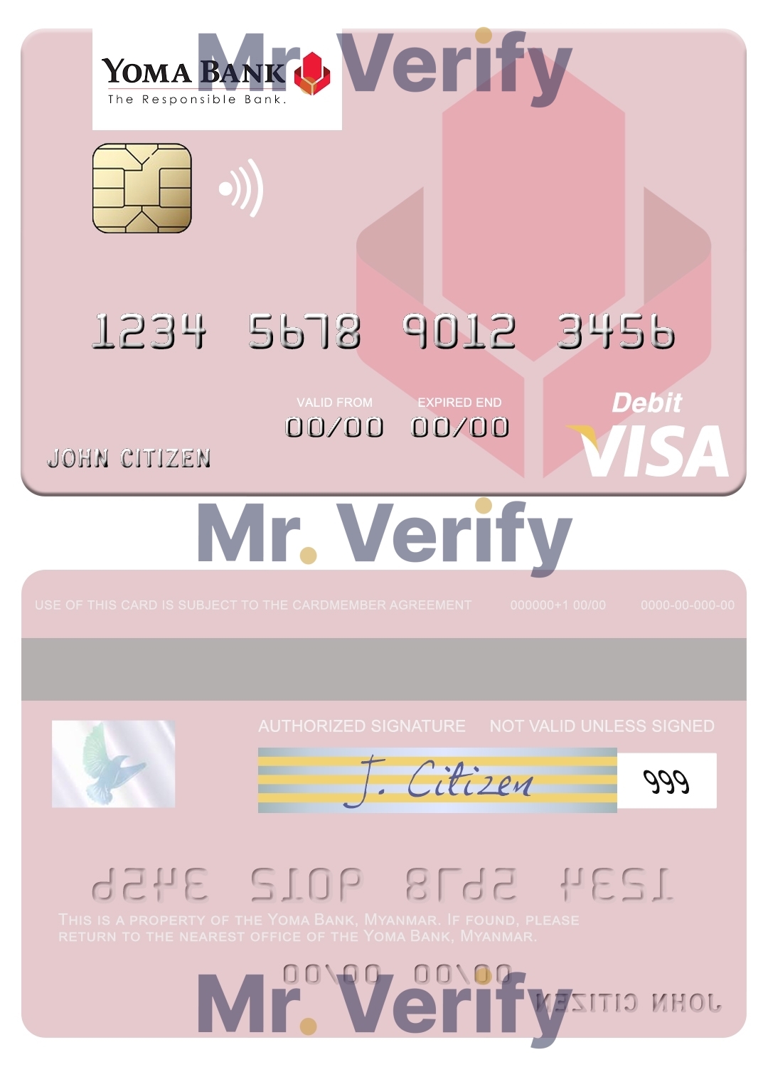 Fillable Myanmar Yoma Bank Limited visa debit card Templates | Layer-Based PSD