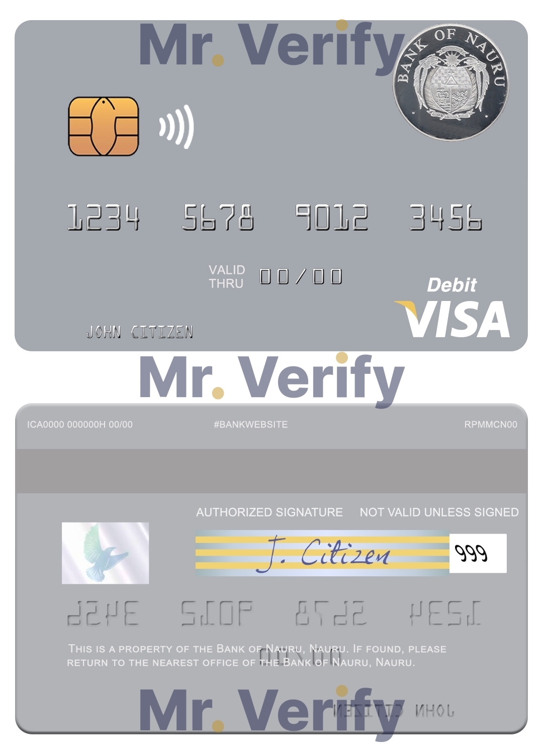 Fillable Nauru Bank of Nauru visa debit card Templates | Layer-Based PSD