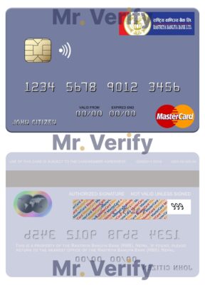 Fillable Nepal Rastriya Banijya Bank (RBB) mastercard Templates | Layer-Based PSD