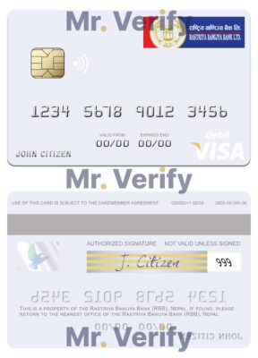 Fillable Nepal Rastriya Banijya Bank (RBB) visa debit card Templates | Layer-Based PSD