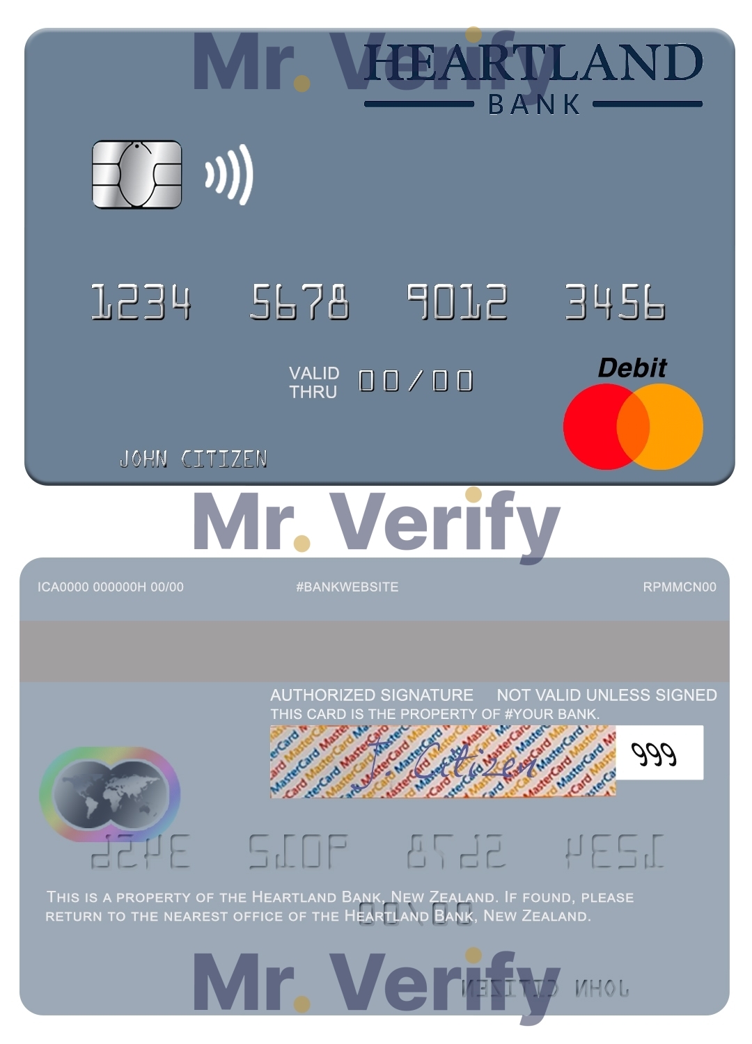 Fillable New Zealand Heartland Bank mastercard credit card Templates | Layer-Based PSD