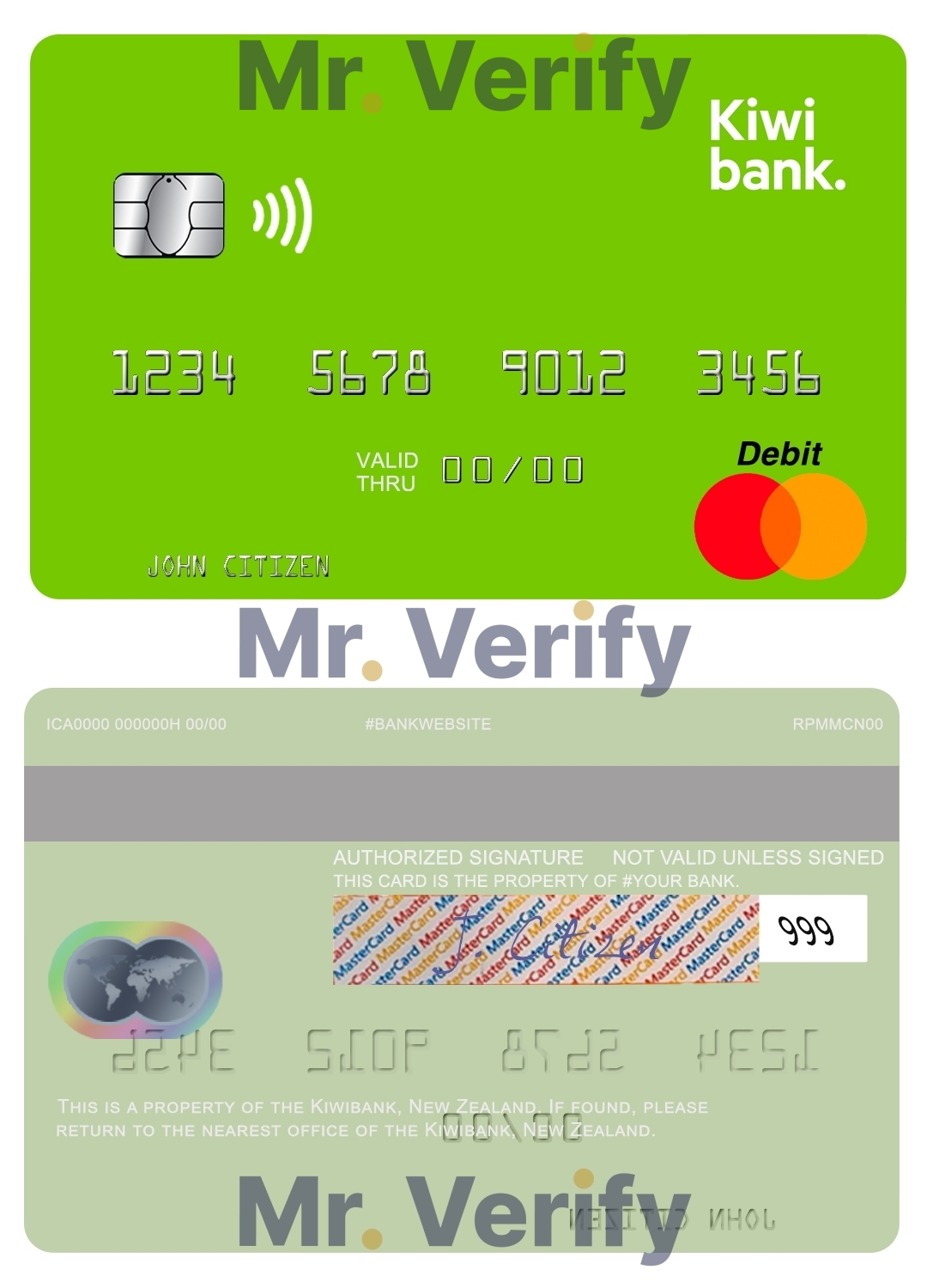 Fillable New Zealand Kiwibank mastercard credit card Templates | Layer-Based PSD