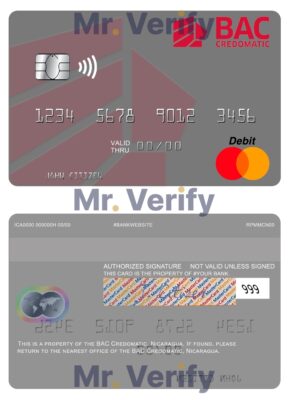Fillable Nicaragua BAC Credomatic mastercard credit card Templates | Layer-Based PSD