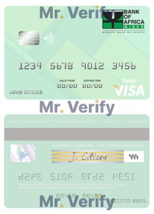Africa Editable Docs 15 Fillable Niger Bank of Africa visa debit card Templates | Layer-Based PSD