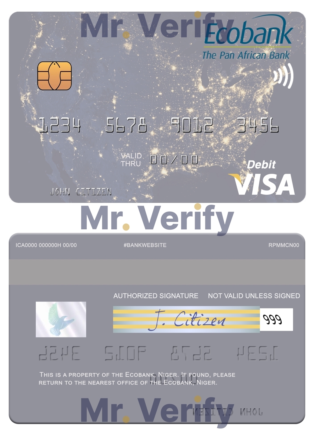 Fillable Niger Ecobank visa debit card Templates | Layer-Based PSD
