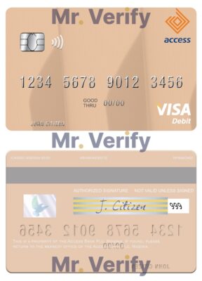 Fillable Nigeria Access Bank Plc visa debit card Templates | Layer-Based PSD