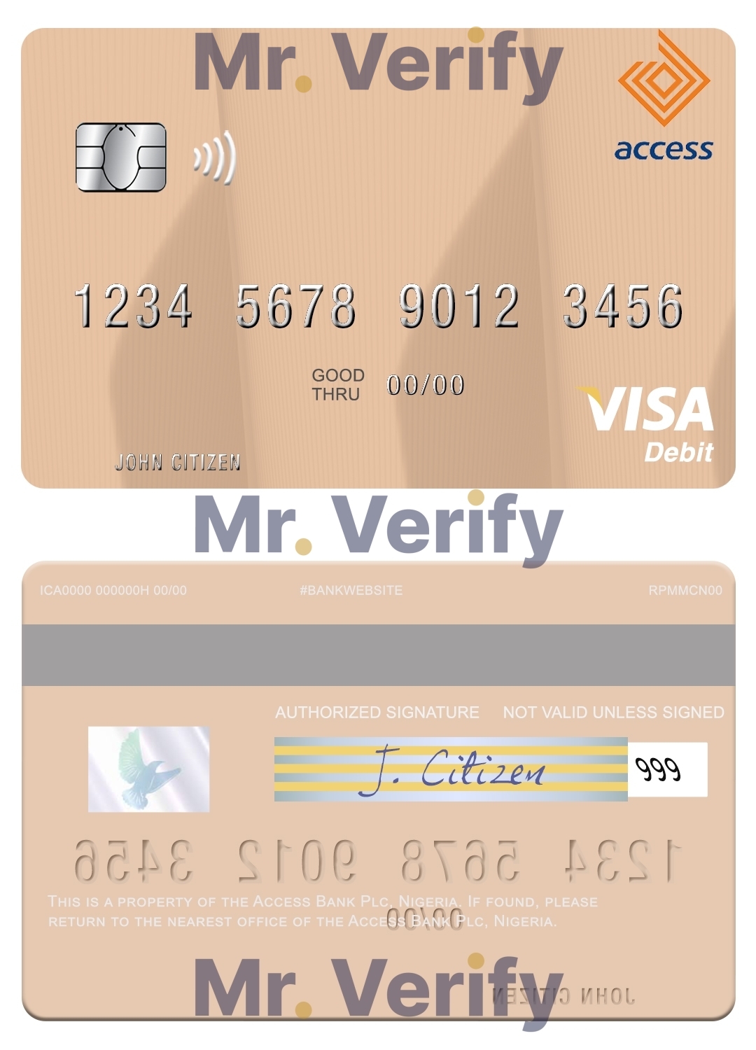 Fillable Nigeria Access Bank Plc visa debit card Templates | Layer-Based PSD