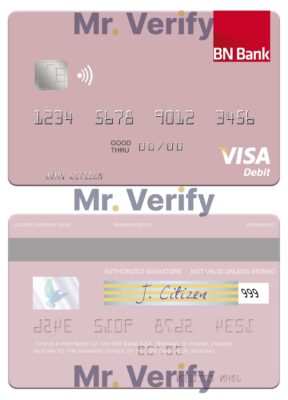 Fillable Norway BN Bank ASA visa debit card Templates | Layer-Based PSD