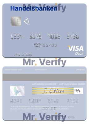 Fillable Norway Handelsbanken visa debit card Templates | Layer-Based PSD