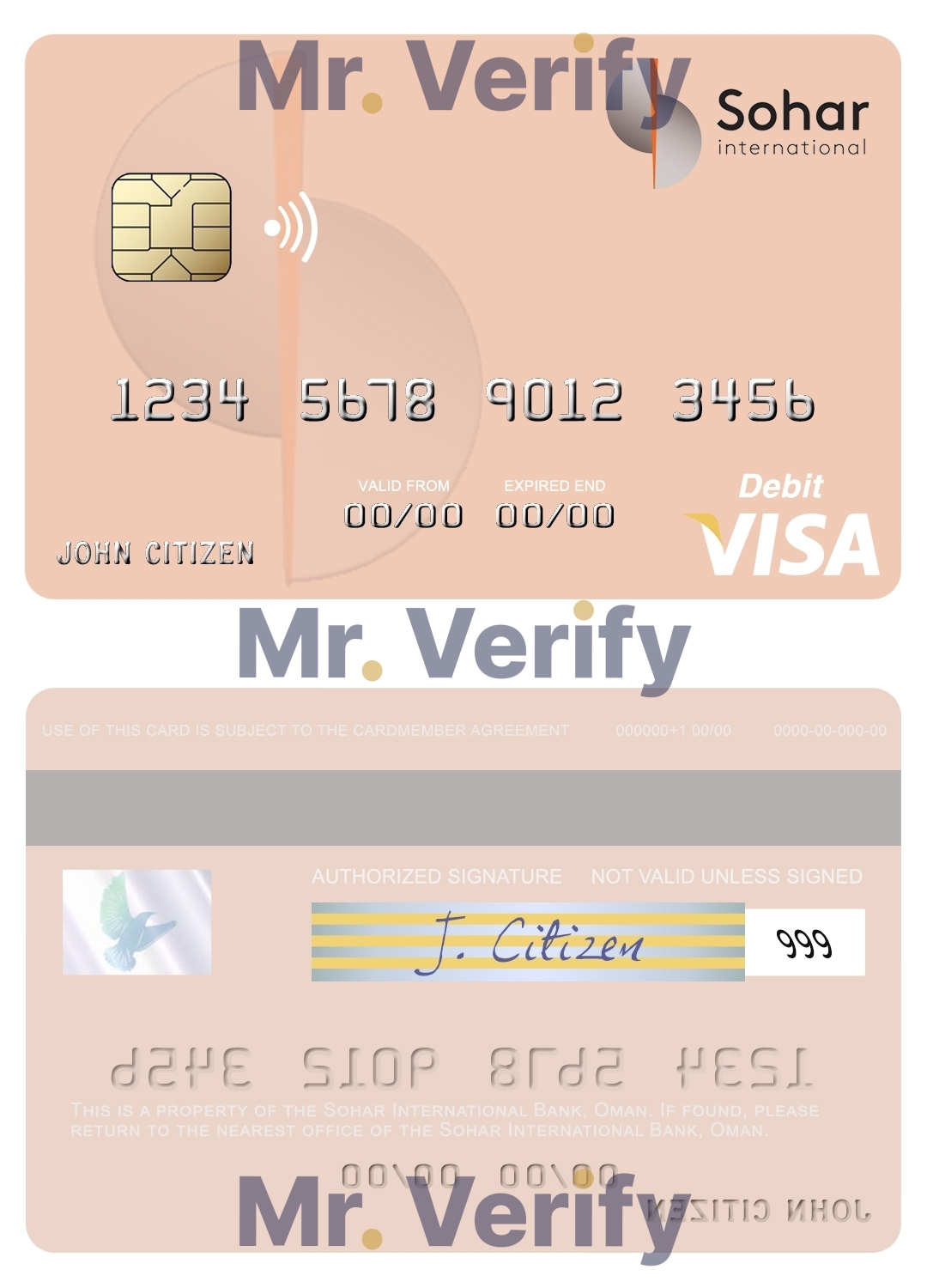 Fillable Oman Sohar International Bank visa debit card Templates | Layer-Based PSD