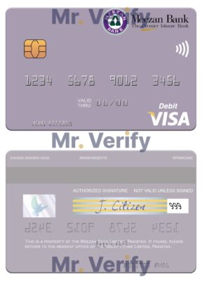Fillable Pakistan Meezan Bank Limited visa debit card Templates | Layer-Based PSD