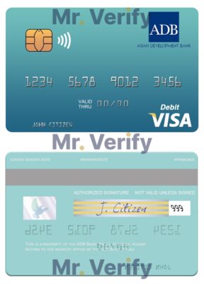 Fillable Palau ADB Bank visa debit card Templates | Layer-Based PSD