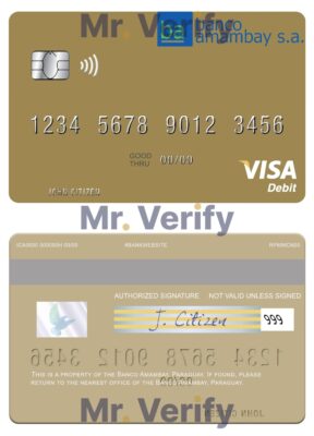 Fillable Paraguay Banco Amambay visa debit card Templates | Layer-Based PSD