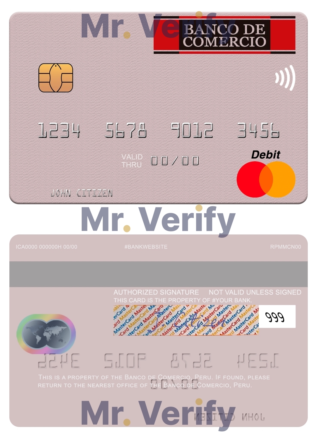 Fillable Peru Banco de Comercio mastercard credit card Templates | Layer-Based PSD