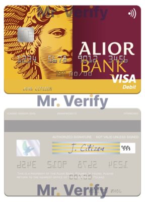 Fillable Poland Alior Bank visa debit card Templates | Layer-Based PSD