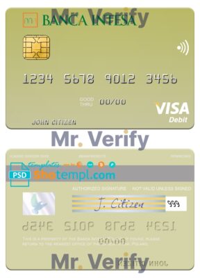 Fillable Poland Banca Intesa visa debit card Templates | Layer-Based PSD