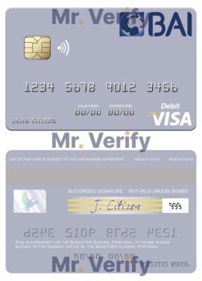 Fillable Portugal Banco BAI Europa visa debit card Templates | Layer-Based PSD