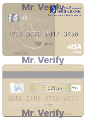 Fillable Qatar Doha Bank visa debit card Templates | Layer-Based PSD