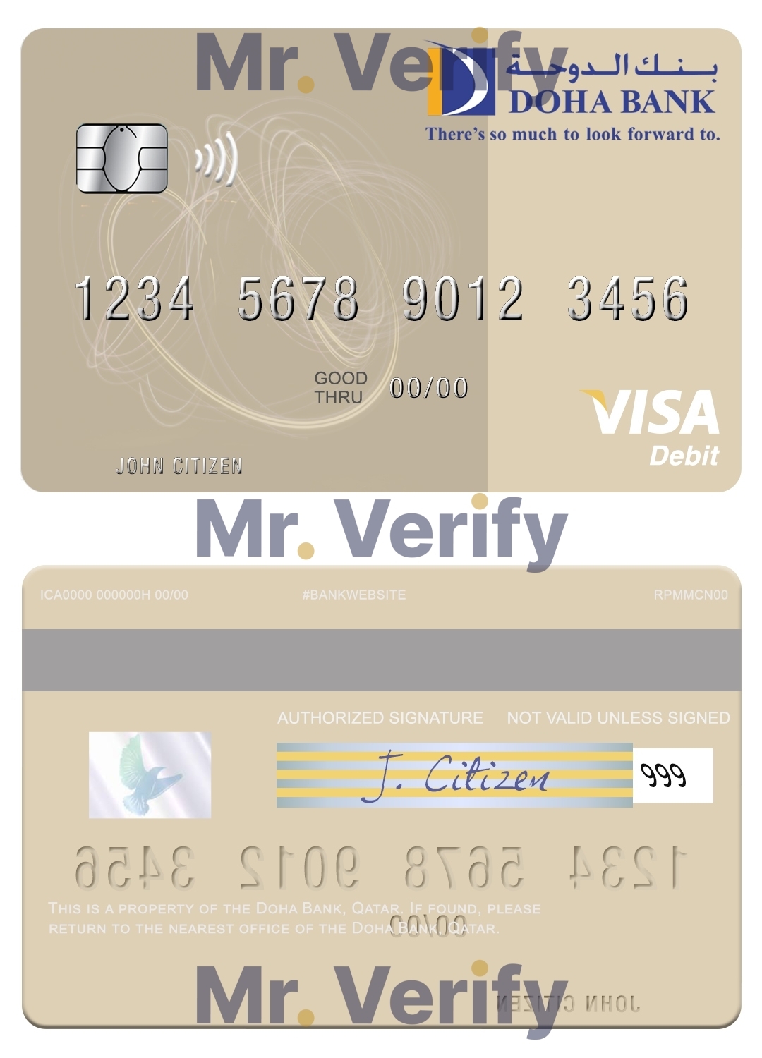 Fillable Qatar Doha Bank visa debit card Templates | Layer-Based PSD