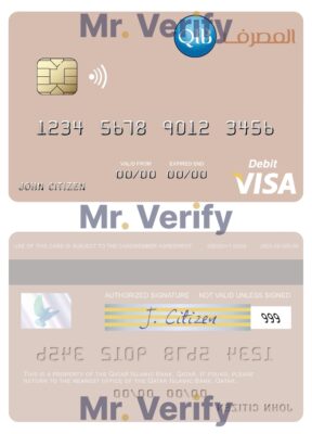 Fillable Qatar Islamic Bank visa debit card Templates | Layer-Based PSD