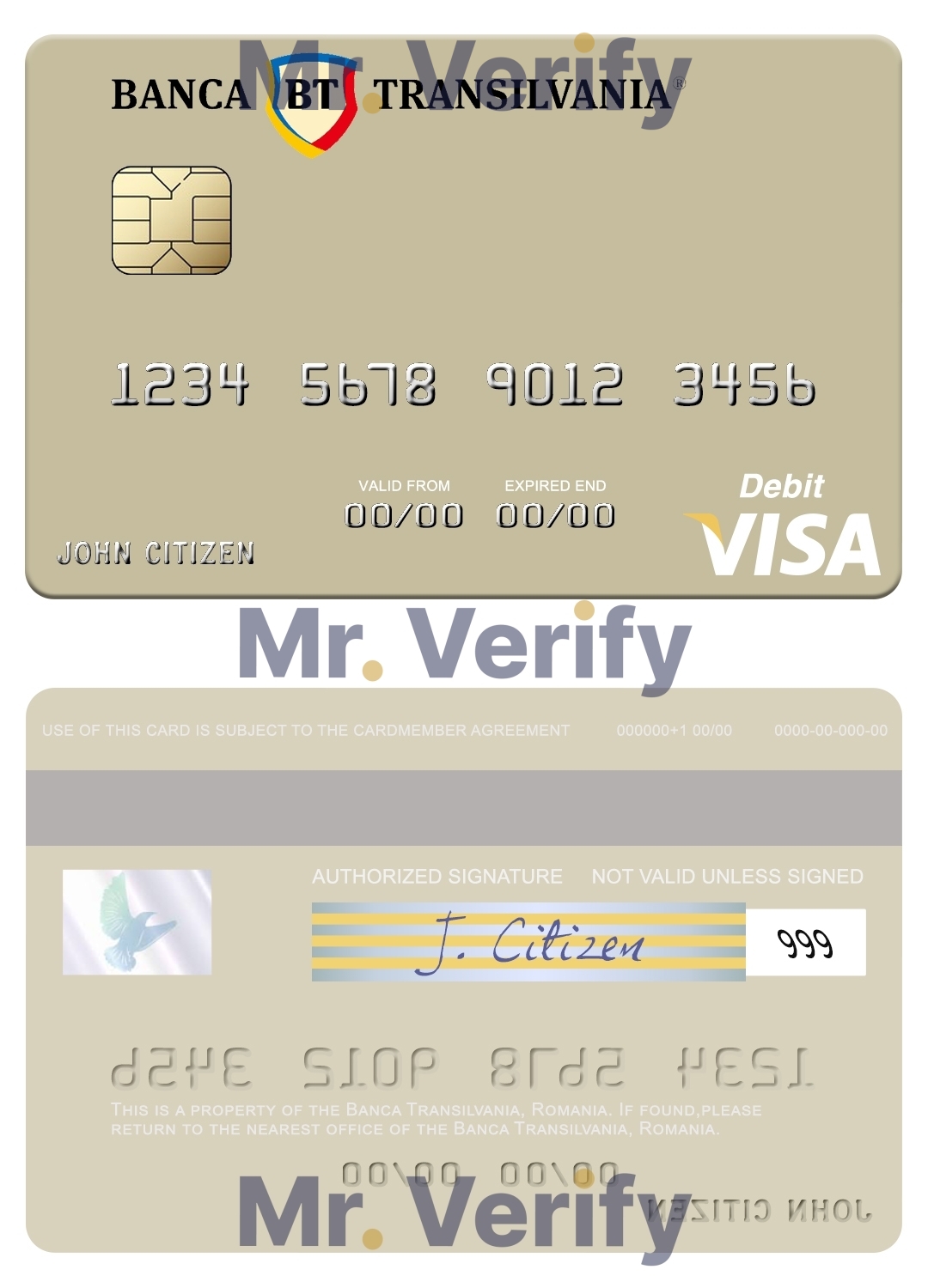 Fillable Romania Banca Transilvania visa debit card Templates | Layer-Based PSD