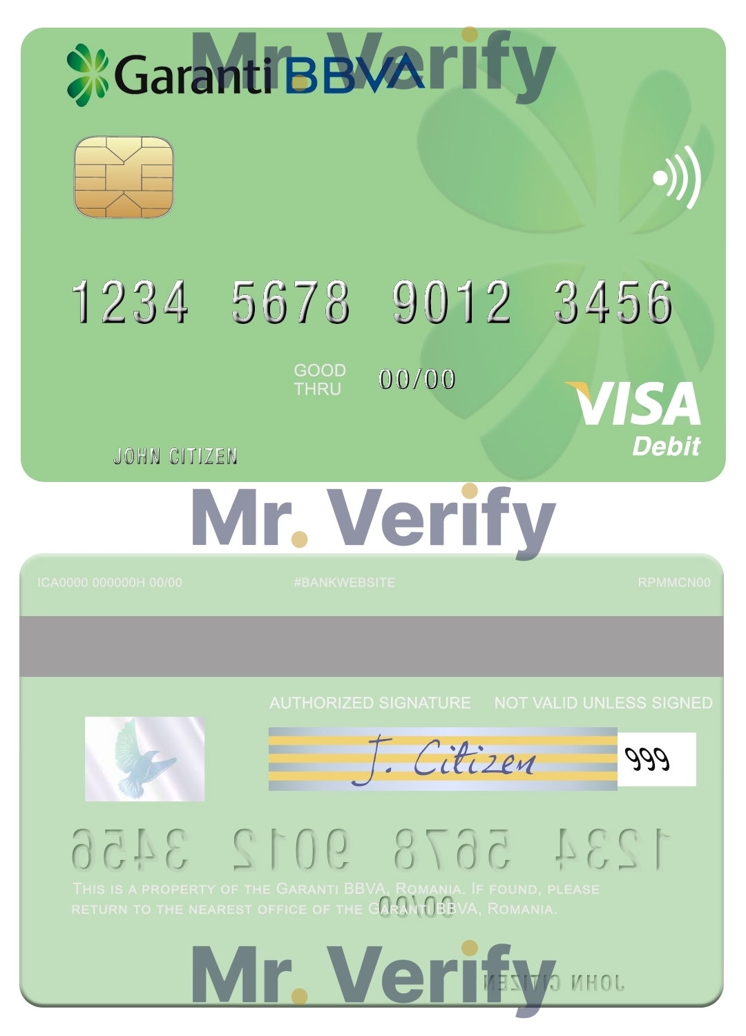 Fillable Romania Garanti BBVA visa debit card Templates | Layer-Based PSD