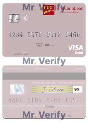 Fillable Saint Vincent and the Grenadines FirstCaribbean International Bank visa debit card Templates | Layer-Based PSD