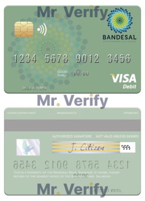 Fillable Salvador Bandesal Bank visa debit credit card Templates | Layer-Based PSD