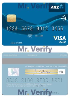 Fillable Samoa ANZ Bank visa debit card Templates | Layer-Based PSD