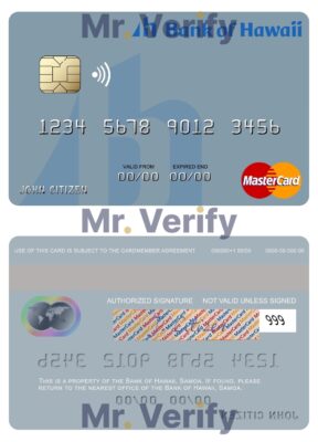 Fillable Samoa Bank of Hawaii mastercard Templates | Layer-Based PSD