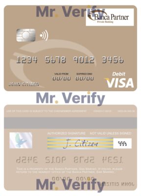 Fillable San Marino Banca Partner visa debit card Templates | Layer-Based PSD