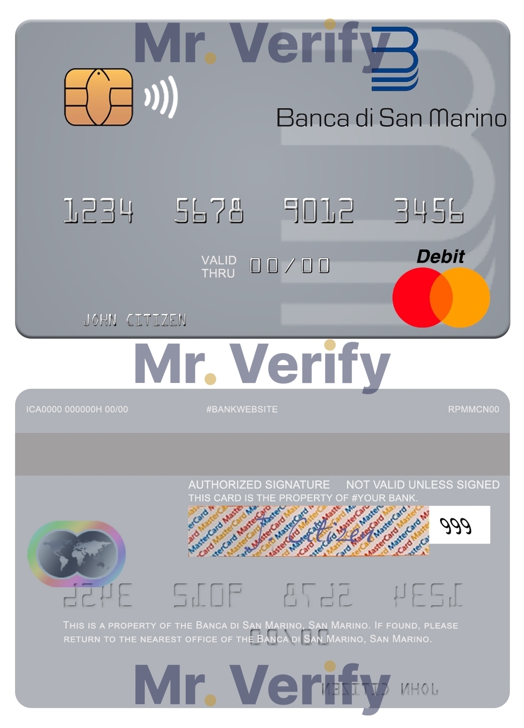 Fillable San Marino Banca di San Marino mastercard Templates | Layer-Based PSD