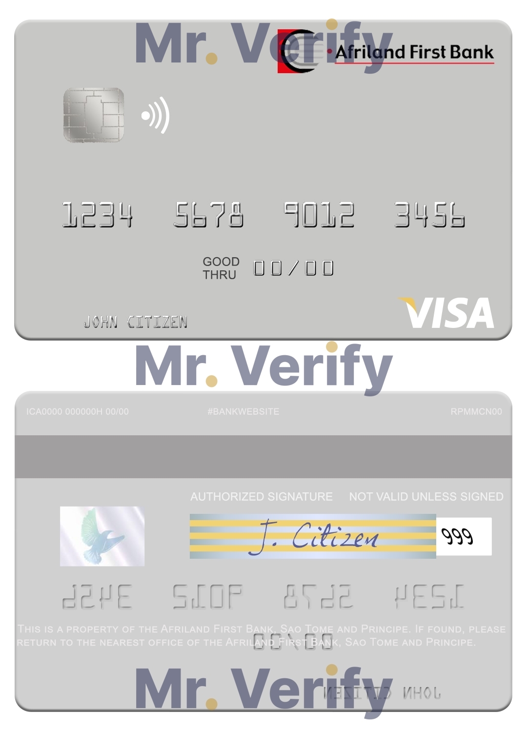 Fillable Sao Tome and Principe Afriland First Bank visa debit card Templates | Layer-Based PSD