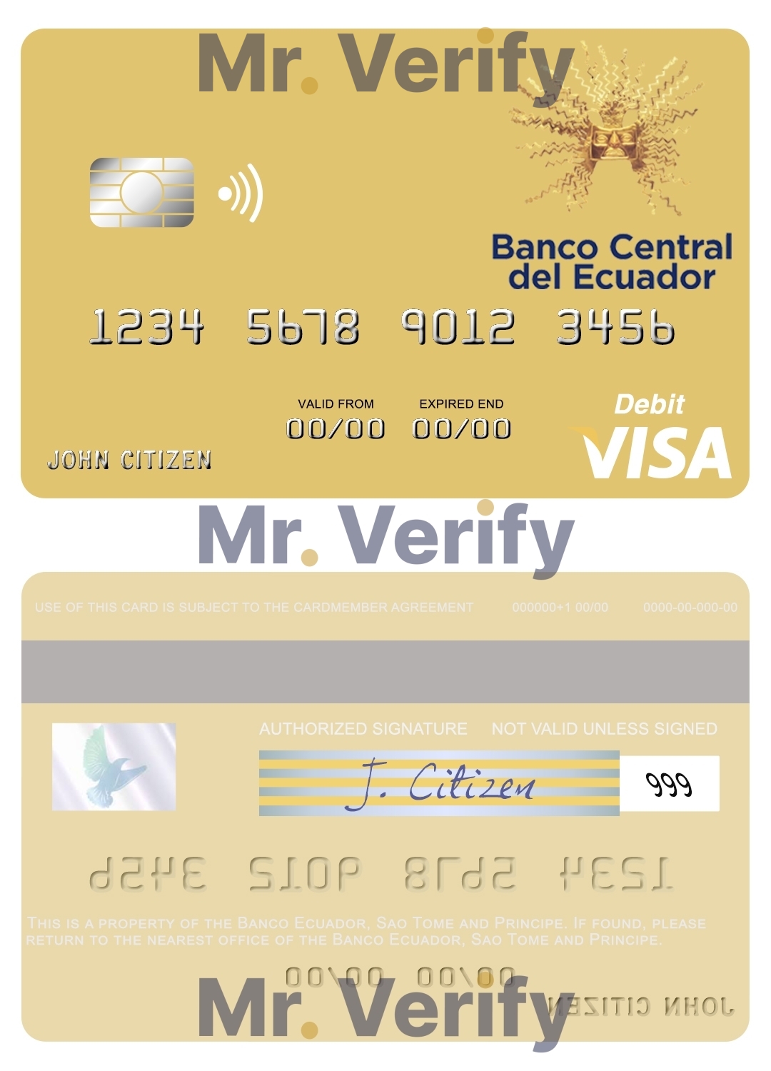 Fillable Sao Tome and Principe Banco Ecuador visa debit card Templates | Layer-Based PSD