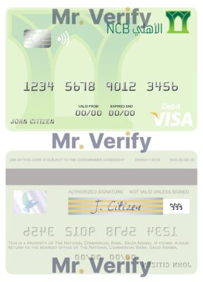 Fillable Saudi Arabia The National Commercial Bank visa debit card Templates | Layer-Based PSD