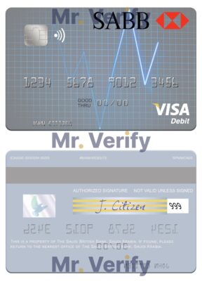 Fillable Saudi Arabia The Saudi British Bank visa debit card Templates | Layer-Based PSD