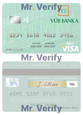 Fillable Slovakia VÚB Banka visa debit card Templates | Layer-Based PSD