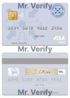 Fillable Suriname Centrale Bank van Suriname visa debit card Templates | Layer-Based PSD