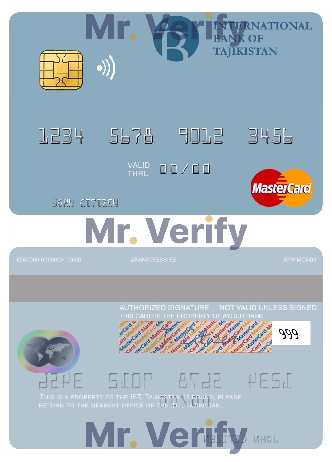 Fillable Tajikistan IBT Bank mastercard Templates | Layer-Based PSD