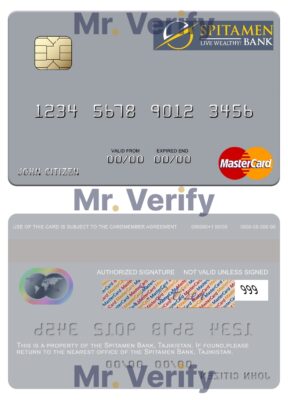 Fillable Tajikistan Spitamen Bank mastercard Templates | Layer-Based PSD