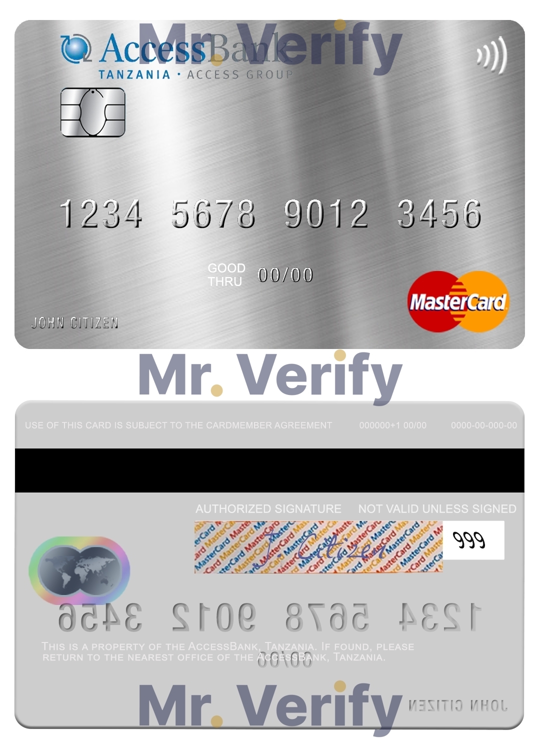Fillable Tanzania AccessBank mastercard Templates | Layer-Based PSD