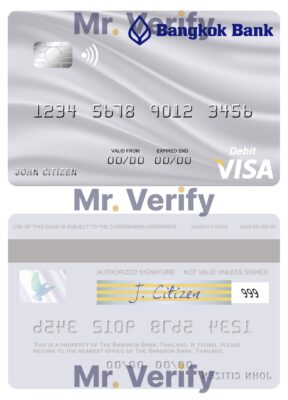 Fillable Thailand Bangkok Bank visa debit card Templates | Layer-Based PSD