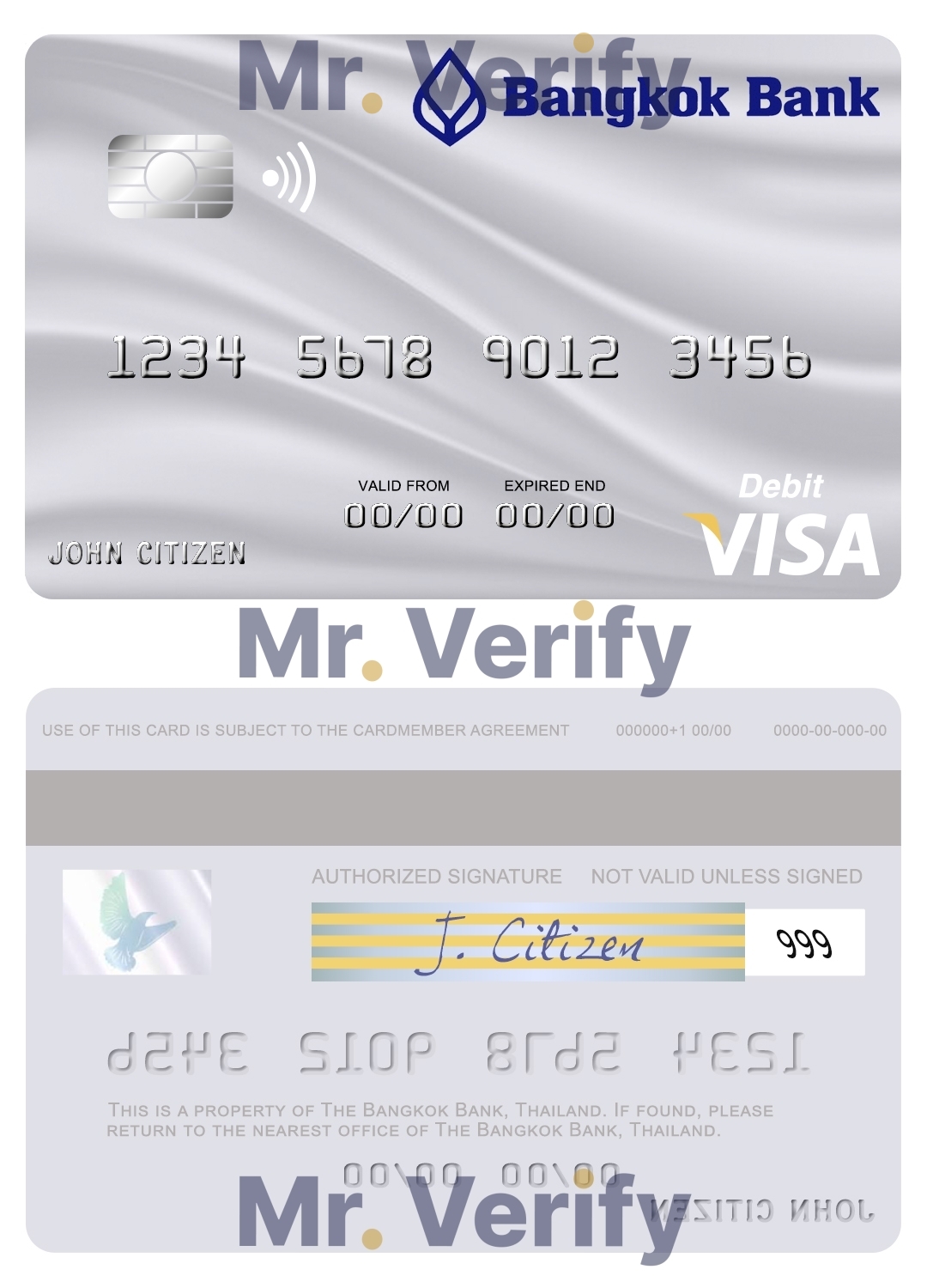 Fillable Thailand Bangkok Bank visa debit card Templates | Layer-Based PSD