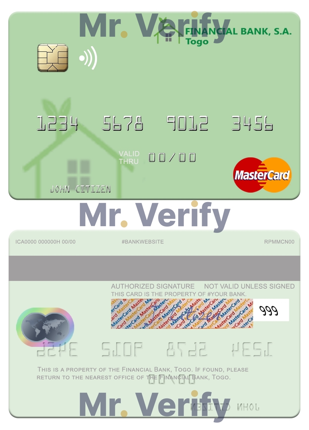 Fillable Togo Financial Bank mastercard Templates | Layer-Based PSD