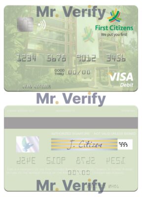 Fillable Trinidad and Tobago First Citizes Bank visa debit card Templates | Layer-Based PSD