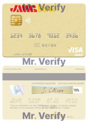 Fillable Tunisia JMMB Bank visa debit card Templates | Layer-Based PSD