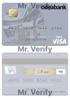 Fillable Turkey Odeabank visa debit card Templates | Layer-Based PSD