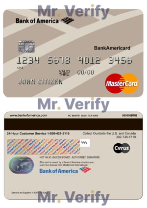 USA Editable Templates 10 Fillable USA Bank of America bank MasterCard Templates | Layer-Based PSD